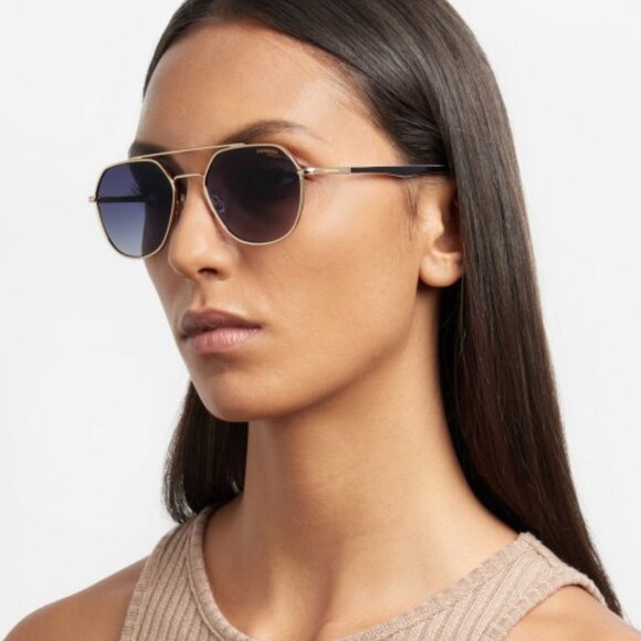 CARRERA 303/S 0J5G Q3 Sunglasses Gold Aviator Frame, Green Polarized Lenses - Picture 3 of 11